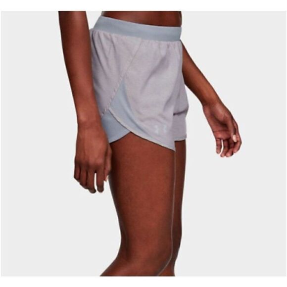 Under Armour Women's UA Shorts Large Fly By Silver Grey HeatGear Lg NWOT - Picture 2 of 9
